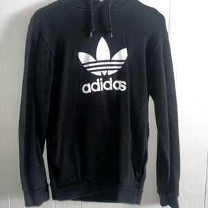 Adidas Black and White Trefoil Hoodie Sweatshirt